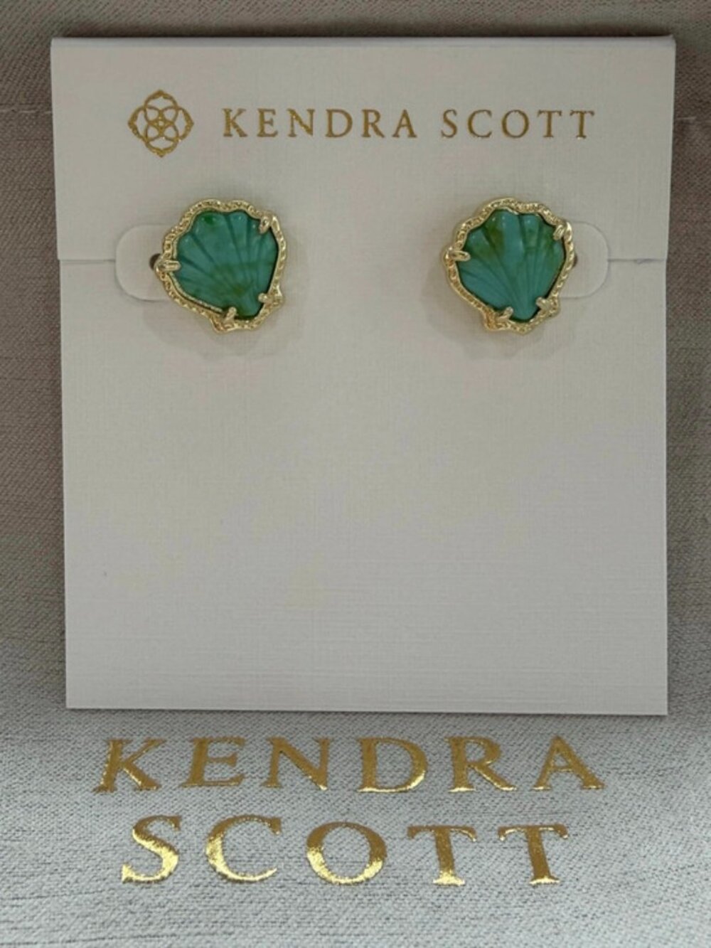 Kendra Scott Green Shell Earrings